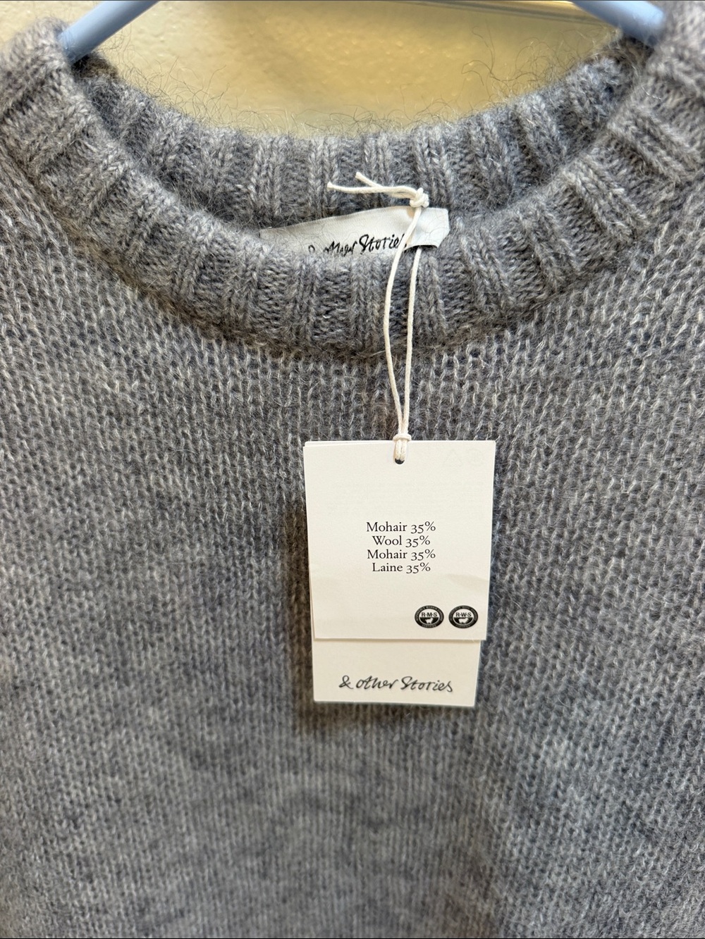 & Other Stories Heather Gray Short-Sleeve Crewneck Sweater - Picture 2 of 6